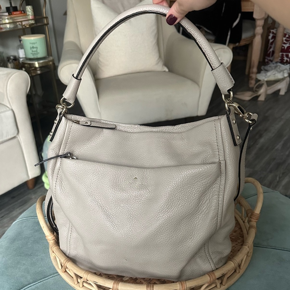 Kate Spade Taupe Leather Shoulder/Hobo Bag with Crossbody Strap